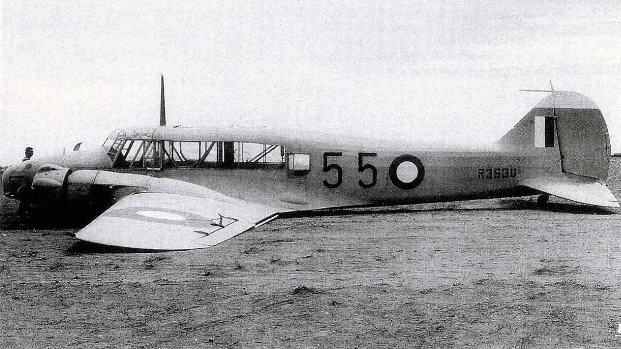 An Anson after its undercarriage failed at Mallala, Feb 1945